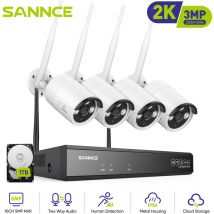 Sannce - 5MP hd Système de caméra de sécurité nvr sans fil caméras WiFi 3MP Stream Accès à distance et alertes de mouvement Micro intégré ai