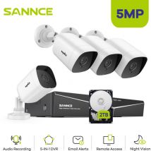 SANNCE 5MP Kit de Vidéosurveillance DVR IR Vision Nocturne Extérieure Intégré Micro Moniteur Distance CCTV Système - 2TB