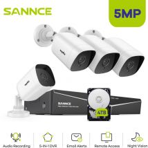 Sannce - 5MP Kit de Vidéosurveillance dvr ir Vision Nocturne Extérieure Intégré Micro Moniteur Distance cctv Système - 4TB
