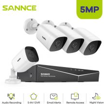 Sannce - 5MP Kit de Vidéosurveillance dvr ir Vision Nocturne Extérieure Intégré Micro Moniteur Distance cctv Système