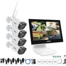 Sannce - annke Système de caméra de sécurité nvr lcd 4 canaux 5 mp Super hd sans fil 10,1' Caméras WiFi 3 mp Vision nocturne étanche H.264 +Accès à