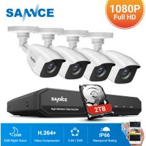 Sannce - Système de sécurité vidéo domestique 720P avec dvr 1080N avec 4 caméras Style c – 2TB hdd