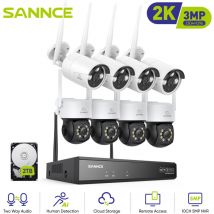 8CH Kit de Surveillance Vidéo Sans Fil ir Vision Nocturne Audio Bidirectionnelle Alerte Email Wifi Sécurité Caméra Système - 2TB - Sannce