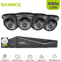 Sannce - 8CH Kit de Videovigilancia 1080P Exteriores Cámaras Visión Nocturna Alarma Correo Electrónico Cámaras Monitor Remoto 4TB