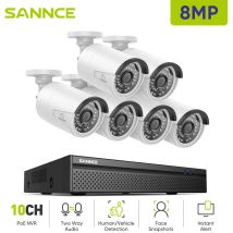 Sannce - 8MP kit videosorveglianza 6 telecamere 8CH poe nvr audio bidirezionale sistema sicurzza