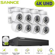 8MP poe Camera Surveillance cctv System Full Color Night Vision Two Way Voice IP66 Motion Detection Security Camera - 1TB hdd - Sannce