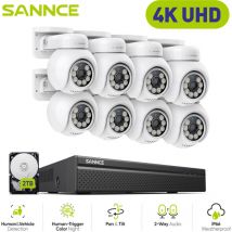 Sannce - 8MP poe Camera Surveillance cctv System Full Color Night Vision Two Way Voice IP66 Motion Detection Security Camera - 2TB hdd