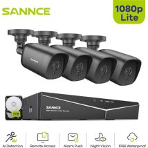 Annke - sannce 8CH Kit de Vidéosurveillance 1080N dvr Ensemble de Caméras Accès à Distance 4 × tvi 1080P Caméra Bullet ir Vision Nocturne Imperméable