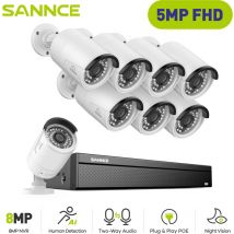 Exterior Kits de Videovigilancia,16CH nvr con 3MP × 8 Seguridad ip Cámara PoE Kit de Cámara Vigilancia Visión Nocturna - Sannce