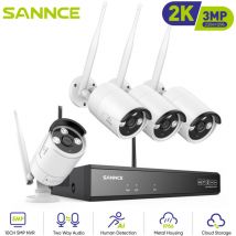 Sannce - Kit de Vidéosurveillance WiFi 5 mp 8 ch + 4 x 3 mp Caméra de Surveillance Extérieure ai Human Detection IP66 étanche