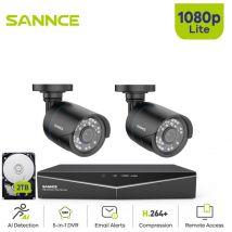SANNCE Kit de Vidéosurveillance 8 canaux DVR 2MP 2caméra IR Intelligente Vision Nocturne Sécurité CCTV Système - disque dur 1 To