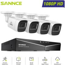 Sannce - Kit de Vidéosurveillance filaire 1080P 16 canaux 4 caméras Bullet 2MP,Vision Nocturne Accès à Distance Système de Caméra de Sécurité