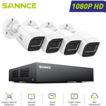 Sannce - Kit de Vidéosurveillance filaire 1080P 8 canaux 4 caméras Bullet 2MP,Vision Nocturne Accès à Distance Système de Caméra de Sécurité
