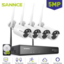 Kit de vidéosurveillance WiFi 8 canaux avec 4 caméras ip sans fil 3MP, système de surveillance extérieur microphone intelligent,2TB - Sannce