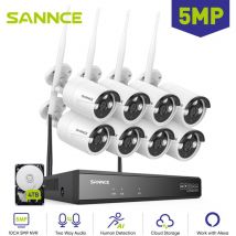 Kit de vidéosurveillance WiFi 8 canaux avec 8 caméras ip sans fil 3MP, système de surveillance extérieur microphone intelligent,4TB - Sannce