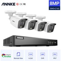 Sannce - annke Système de caméra de sécurité 4K Ultra hd dvr avec vision nocturne couleur 24/7 Surveillance cctv intérieure extérieure avec éclairage