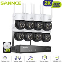 Sannce - Kit Videosorveglianza 10CH Wireless 3MP Telecamere Visione Notturna Avviso E-mail WiFi Telecamere Sicurezza Sistema - 1TB hdd