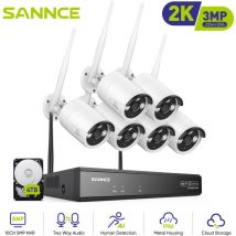 Kit Videosorveglianza WiFi 8CH con 6 Wireless Telecamera ip 3MP Intelligenti Microfono Sistema di Sorveglianza Eseterno,4TB - Sannce