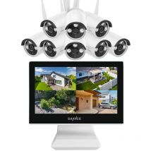 Nvr 2K Super hd 10 canaux avec système de caméra sans fil 3MP,moniteur lcd 10,1'', 8 caméras,Accès Distance,4TB hdd - Sannce