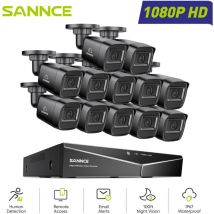 Sannce - Outdoor Wired Security System 1080P 16CH 12 Cameras Remote Access Night Vision Video Surveillance Kit