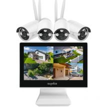Sistema de Cámara de Seguridad 10CH nvr 5MP con monitor lcd de 10,1 '',4 Cámaras ip, Detección Movimiento,App Remoto,2TB - Sannce