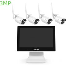 Sistema de cámara ip 2K, monitor lcd nvr de 10 canales de 10,1 con Kits de videovigilancia poe 3MP 4 cámara - Sannce