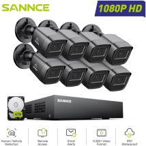 Sistema Di Sicurezza Dvr Cablato 8ch 1080p Con 8 Telecamere Accesso Remoto Visione Notturna,4tb Hdd - Sannce