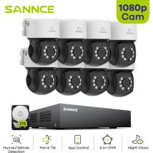 Sistema di telecamere di sicurezza pt a 8 canali 1080P dvr visione notturna rilevamento del movimento, esterno, impermeabile,8PCS 2TB - Sannce