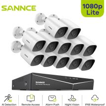 Sannce - Kit di Videosorveglianza Registratore dvr cctv 5-in-1 sistema di telecamere sicurezza a 16 canali 1080P 12 telecamere di sorveglianza