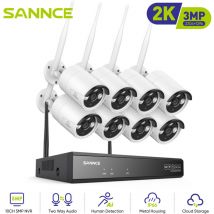Sannce - 8CH 3MP Sistema di videosorveglianza wireless 5MP hdmi nvr con 8PCS 3MP Wifi Kit di sorveglianza telecamera ip resistente alle intemperie