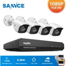 Sannce - Système de caméra de sécurité cctv 4CH 5 en 1 1080p dvr et caméras de surveillance filaires 1080p pour kits de vidéosurveillance intérieurs