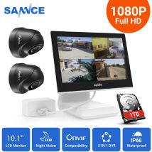SANNCE Système de caméra de sécurité DVR filaire HD 4 canaux avec caméras 1080P Moniteur LCD 10,1 '' pour kits de vidéosurveillance intérieur