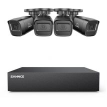 Sannce - Système de sécurité dvr filaire 1080P à 8 canaux avec 4 caméras de vidéosurveillance Bullet extérieures 2MP, détection intelligente de