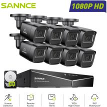 Sannce - Système de sécurité filaire extérieur 1080P 16 canaux 8 caméras,Vision Nocturne Accès à Distance Kit de Vidéosurveillance,4TB hdd