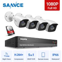 Sannce - Système de caméra de sécurité 1080p Full hd cctv dvr avec dvr Super hd 8CH 5MP, vision nocturne exir 2.0 de 100 pieds, codec H.264 +,Pour