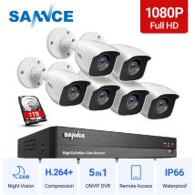 Sannce - Système de caméra de sécurité 1080p Full hd cctv dvr avec dvr Super hd 8CH 5MP, vision nocturne exir 2.0 de 100 pieds, codec H.264 +,Pour