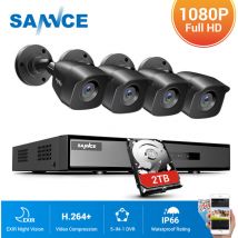 Sannce - Système de caméra de sécurité 4CH 1080p 5 en 1 dvr cctv Caméras filaires à vision nocturne de 100 pieds pour kits de vidéosurveillance en