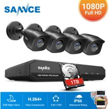 SANNCE Système de caméra de sécurité DVR 4CH 1080p 5 en 1 et caméras de surveillance filaires 1080p pour kits de vidéosurveillance CCTV intérieur