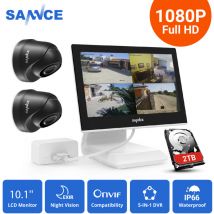 Sannce - Système de caméra de sécurité dvr filaire hd 4 canaux avec caméras 1080P Moniteur lcd 10,1 '' pour kits de vidéosurveillance intérieur