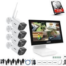 Sannce - annke Système de caméra de sécurité nvr lcd 4 canaux 5 mp Super hd sans fil 10,1' Caméras WiFi 3 mp Vision nocturne Extérieure/Intérieure