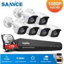 Système de sécurité vidéo domestique 720P avec dvr 1080N avec 6 caméras Style c – 1TB hdd - Sannce