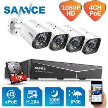 Sannce - 4CH hd 1080P xpoe système de vidéosurveillance nvr 4 pièces 2M caméras ip extérieur étanche aux intempéries système de caméras de