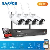 Sannce - Kit de vidéosurveillance Système de caméra de sécurité ip WiFi 8 canaux avec 4 caméras de surveillance cctv extérieures sans fil 1080p avec