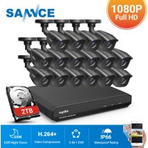 Sannce - Système de caméra de sécurité dvr 16 canaux 5 en 1 1080p avec caméras de surveillance cctv filaires 1080p pour kits de vidéosurveillance