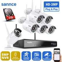 Sannce - WiFi 6 × Caméras 8CH Kit de vidéosurveillance nvr 3MP Caméra ip Wifi IP66 étanche Smart ai Détection Humaine Système de Surveillance