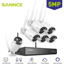 Sannce - 5MP Kit Caméra de Surveillance WiFi nvr 6×Caméras Vision Nocturne Interphone Bidirectionnel Sans fil cctv Système de Sécurité Vidéo