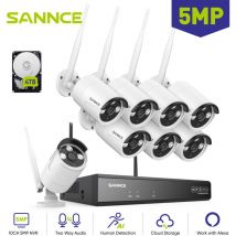 5MP Kit Caméra de Surveillance WiFi nvr 8×Caméras Vision Nocturne Interphone Bidirectionnel Sans fil cctv Système de Sécurité Vidéo 4TB - Sannce
