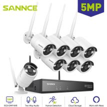 Sannce - 5MP Kit Caméra de Surveillance WiFi nvr 8×Caméras Vision Nocturne Interphone Bidirectionnel Sans fil cctv Système de Sécurité Vidéo