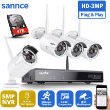 Sannce - WiFi Kit de Vidéosurveillance 8 Canaux Caméra ip 3MP Wifi IP66 Enregistrement Audio étanche Système de Surveillance Sécurité Domicile