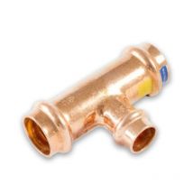 Pressfitting T-Stück Mittelabgang reduziert, Größe v 22 - Abgang v 15 - v 22 - Sanpro